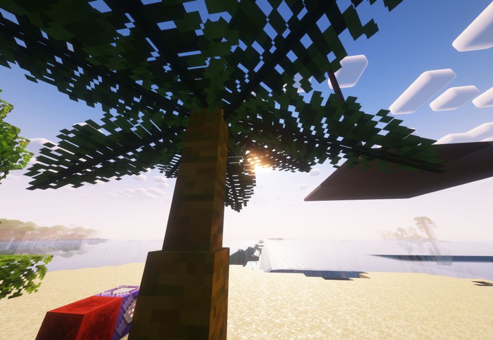 A palm tree in Minecraft