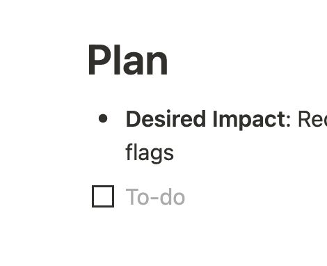 screenshot of old-style checkbox in Notion, a box with sharp corners