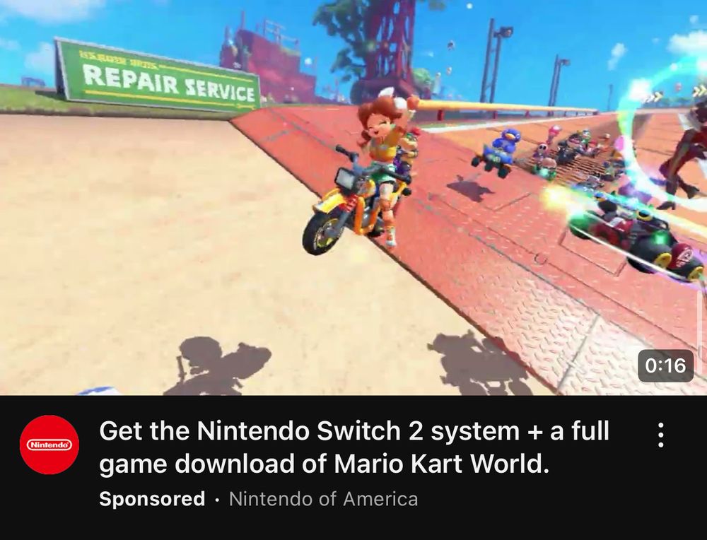 Advertisement from Nintendo that says “Get the Nintendo Switch 2 system + a full game download of Mario Kart World”