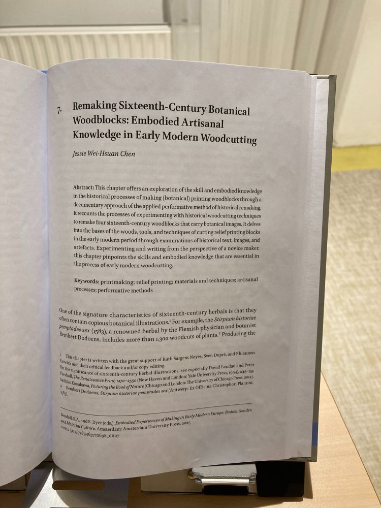 Photo of the first page of chapter 7, titled "Remaking Sixteenth-Century Botanical Woodblocks: Embodied Artisanal Knowledge in Early Modern Woodcutting."