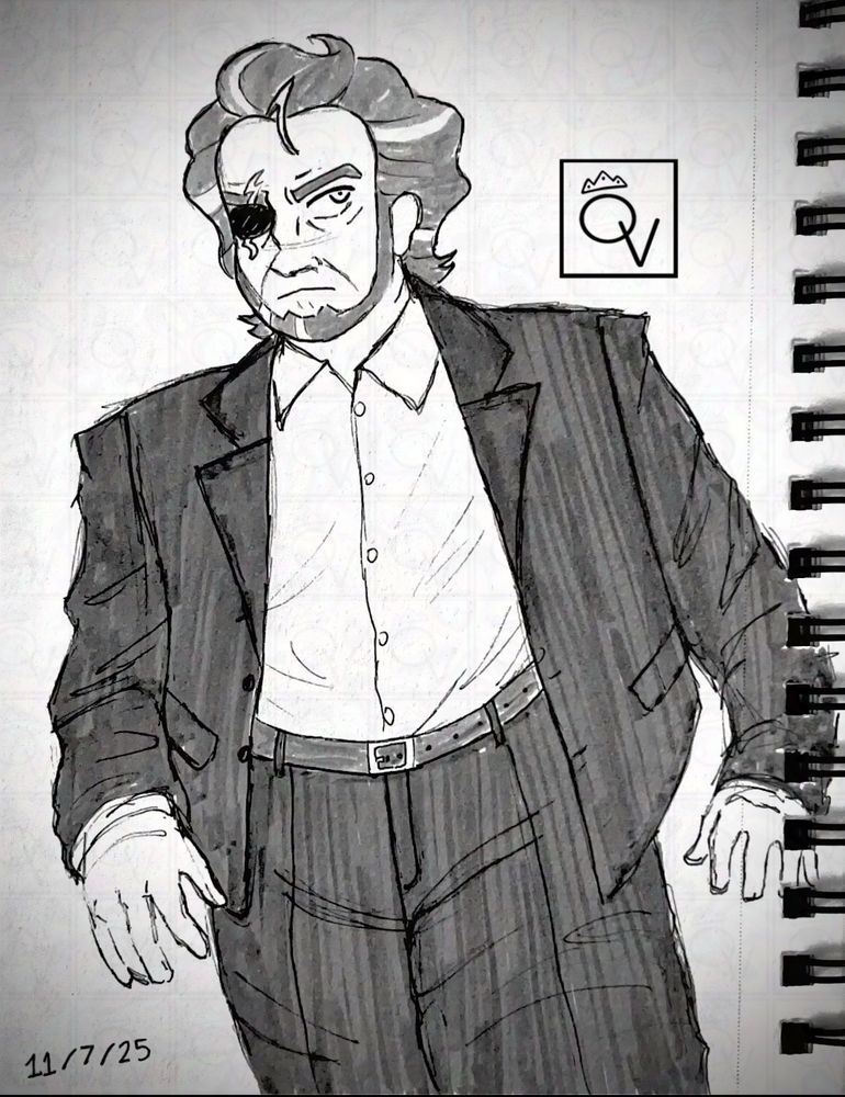 Traditionally drawn sketch of Queeny’s OC Brinley Cecil Donn (A.K.A General Donn.)