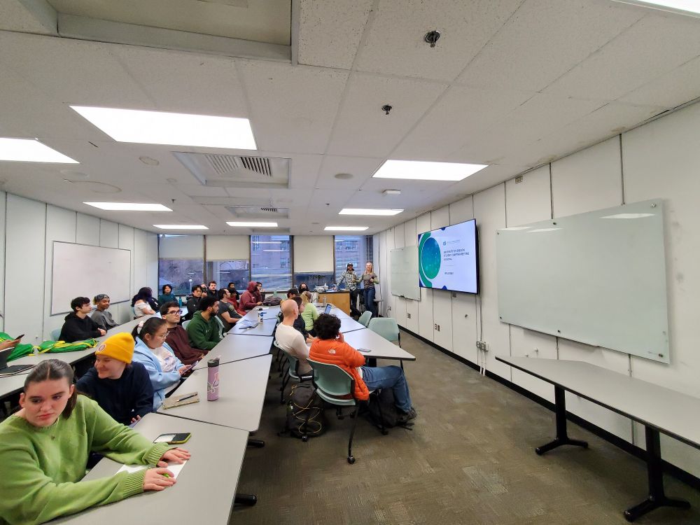 Students in a classroom discussing electrochemistry
