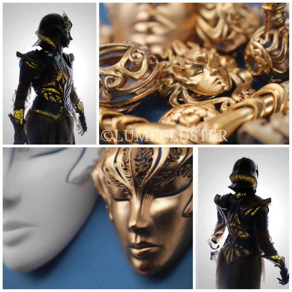Lumecluster's wearable art, "The Sovereign" armor, and the jewelry collections inspired by it. Jewelry is launching in March 2025.