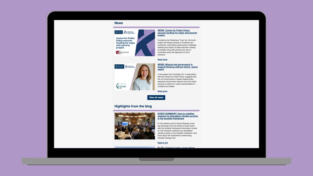 Centre for Public Policy: "Yesterday we sent our final newsletter of the  year! 📝📣 It includes: 💡New funding secured for anti-poverty project  @therobertsontrust.bsky.social 💡Report on mission-led govt by  @sarahdavidson.bsky.social @carnegieuk.bsky ...
