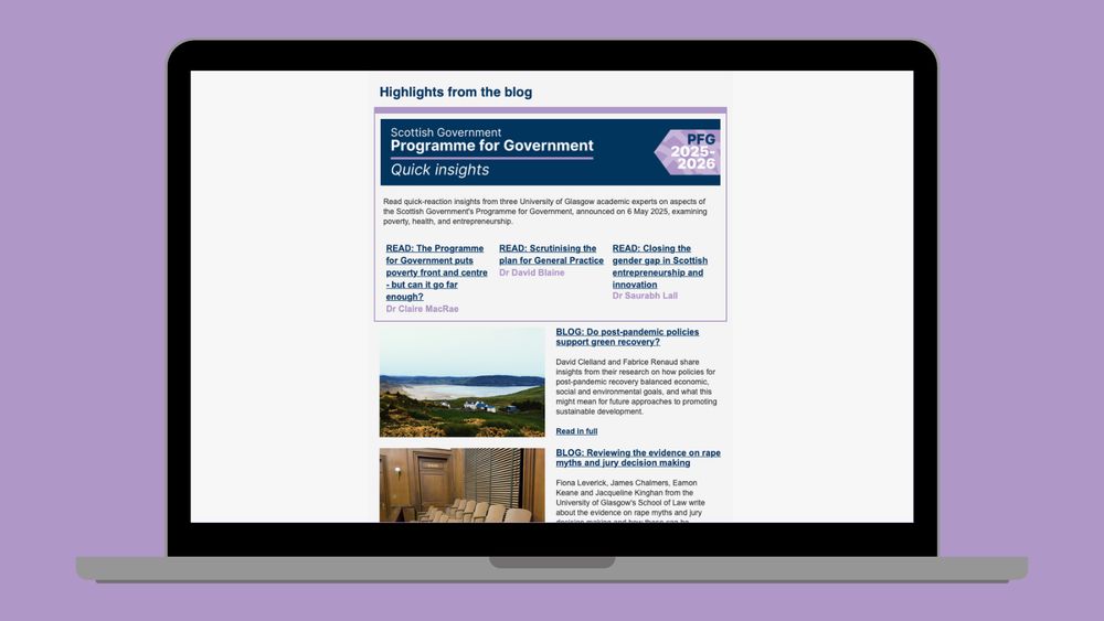 A preview of the newsletter displayed on a laptop screen