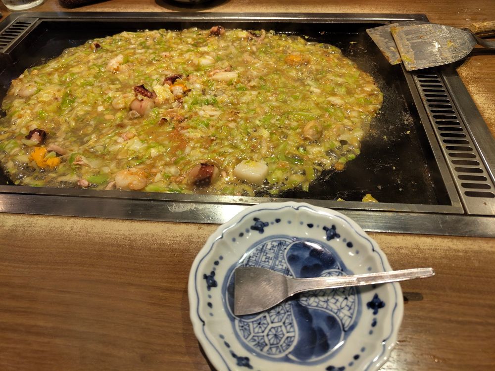 Monjayaki de marisco.