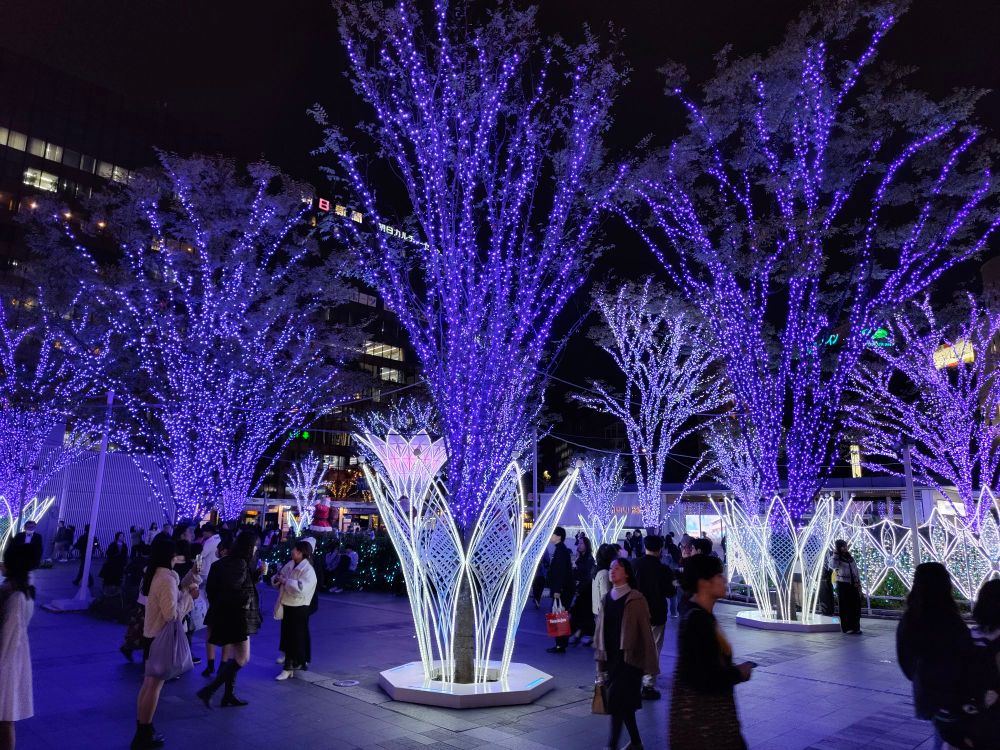 Iluminaciones navideñas de la estación de Fukuoka 