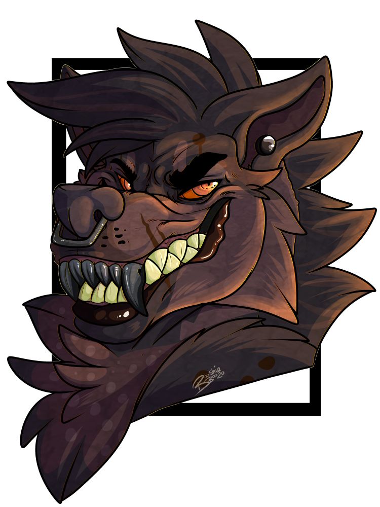 buckshot giving you a wide grin, showing off his front metal teeth