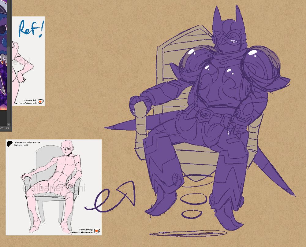 🎨A purple transformers OC sits in a hover chair, despondent. She is leaned to one side heavily and looks down with tense contemplation.