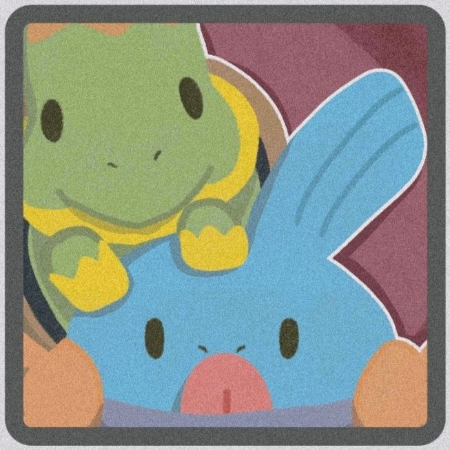 Image of a digital drawing of a photo booth. In this image the pokémon turtwig and mudkip make funny poses for the camera 2/3