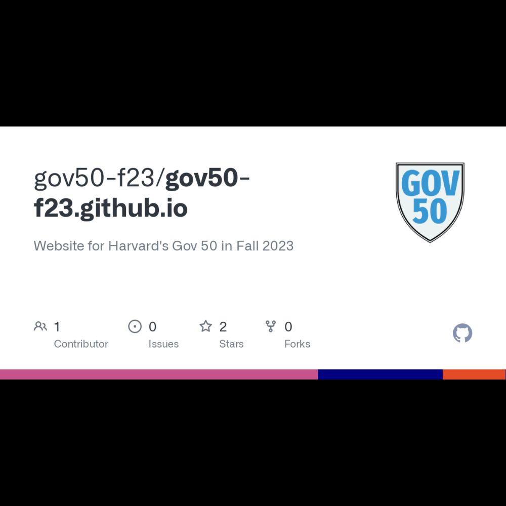 GitHub - gov50-f23/gov50-f23.github.io: Website for Harvard's Gov 50 in Fall 2023