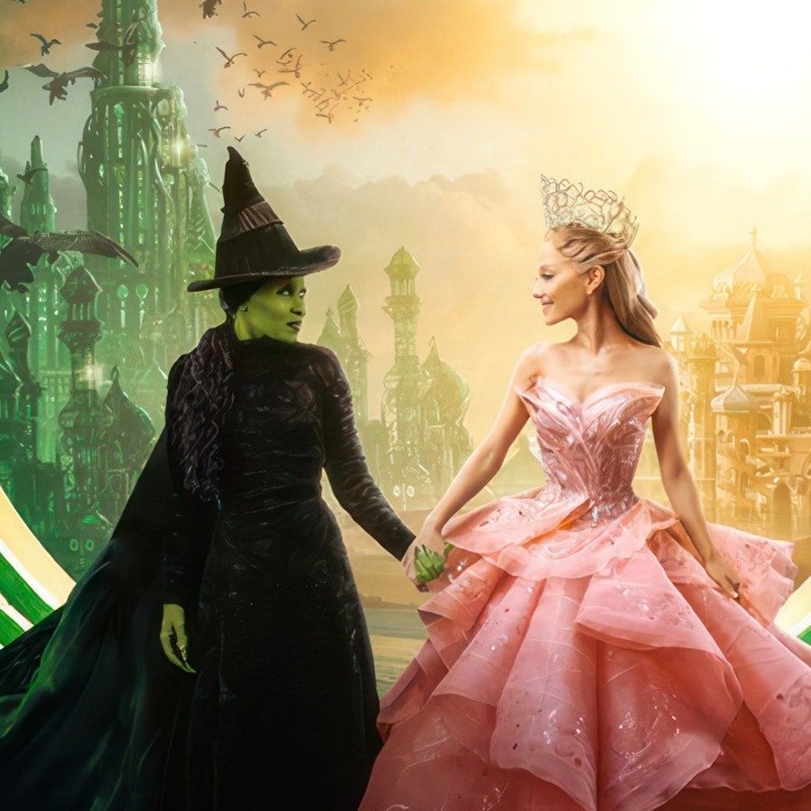 Promotional poster from the Wicked movie with Cynthia Erivo and Ariana Grande