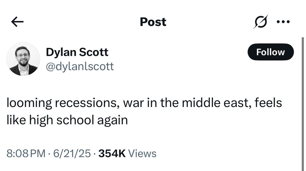 looming recessions, war in the middle east, feels like high school again
