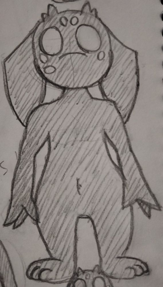 This is an OC I haven´t drawn much, just a eldritch horror that poses as a cute creature, the white circles around its face are all eyes and I like to change their location whenever I draw it
