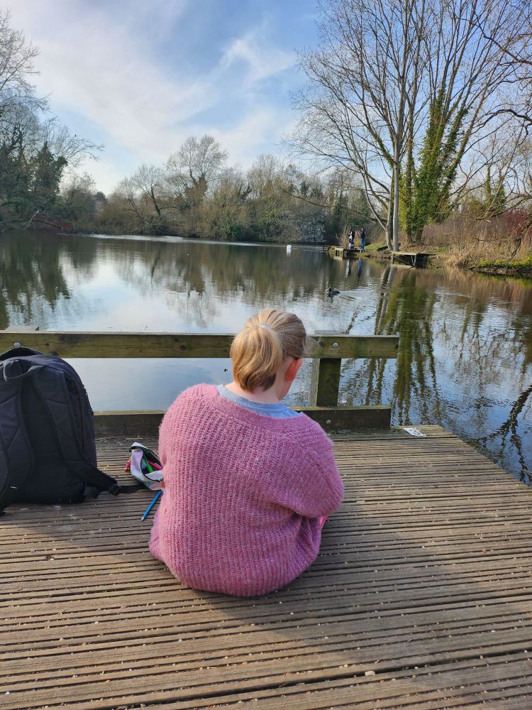 A child drawing a lake in Milton Keynes 