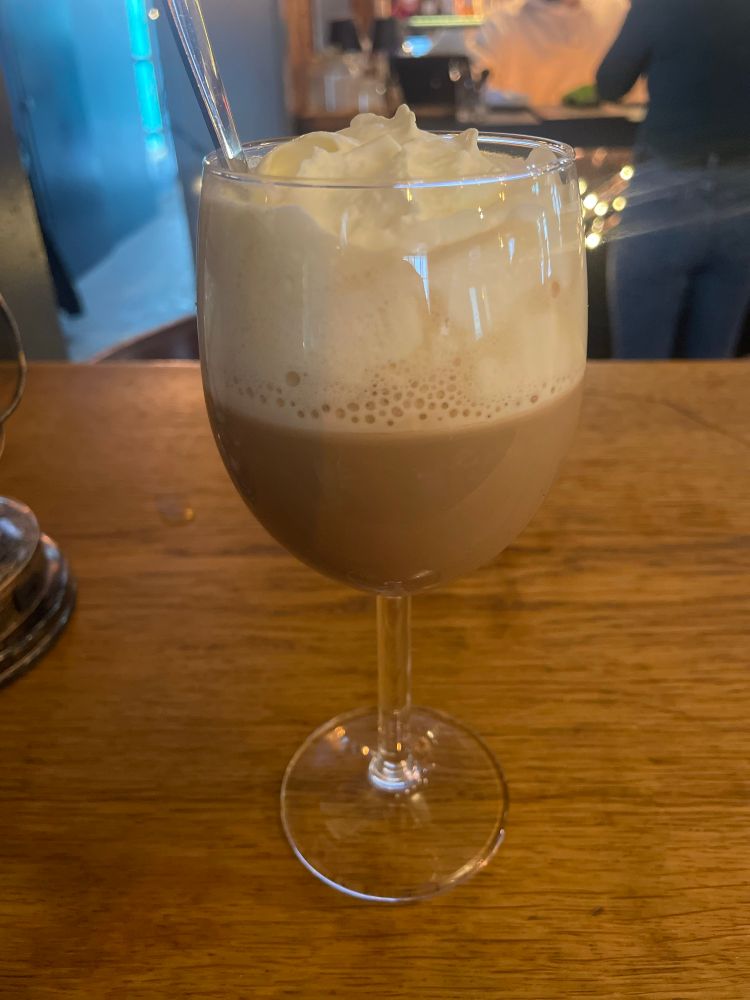 A glass of Bailey’s coffee.