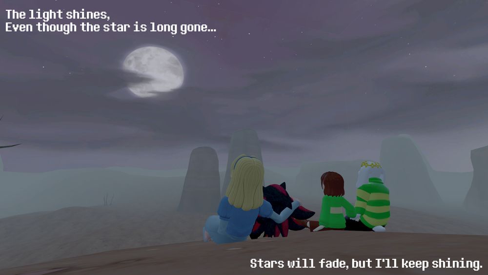 Long story short, was talking with a friend @PilarFlorimonte about the Sonic 3 movie, and that very sad moment when Shadow was sitting on the moon with Sonic and how he misses Maria, then remembers her last words to him and how she'll watch over him, even though her own 'light' is long gone when she dies.

And it randomly made me remember "Star" that one Undertale Unused OST and the fan made lyrics for it by ManOnTheInternet

Which THEN LED to me realizing how similar Shadow and Asriel were. Both having beloved favorite humans who died tragically. How both of them had a hard time accepting that they're gone and will never return. Asriel loves Chara, Shadow loved Maria. Both of them enough they kinda wanted genocide???? in a way-

Asriel wanting to erase the entire timeline, to go back to the moment before Chara died so they can keep playing and stop their death.
Shadow wanted to destroy the entire Earth and everyone who took his Maria from him.

Basically long story short, there's so much connection, tragedy. We need more Ark/Dreemurr Sibling crossovers and like- JHSBDHJBSDHJDBJ
I HATE/LOVE THEM ALL SO MUCH 