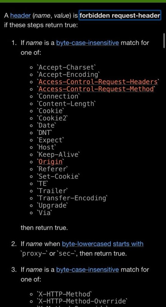list of forbidden request headers 