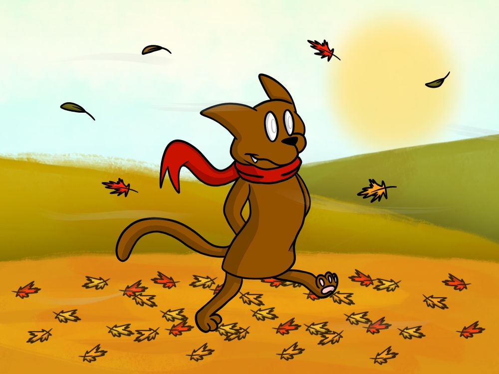 Darwin taking a walk on a nice fall afternoon.