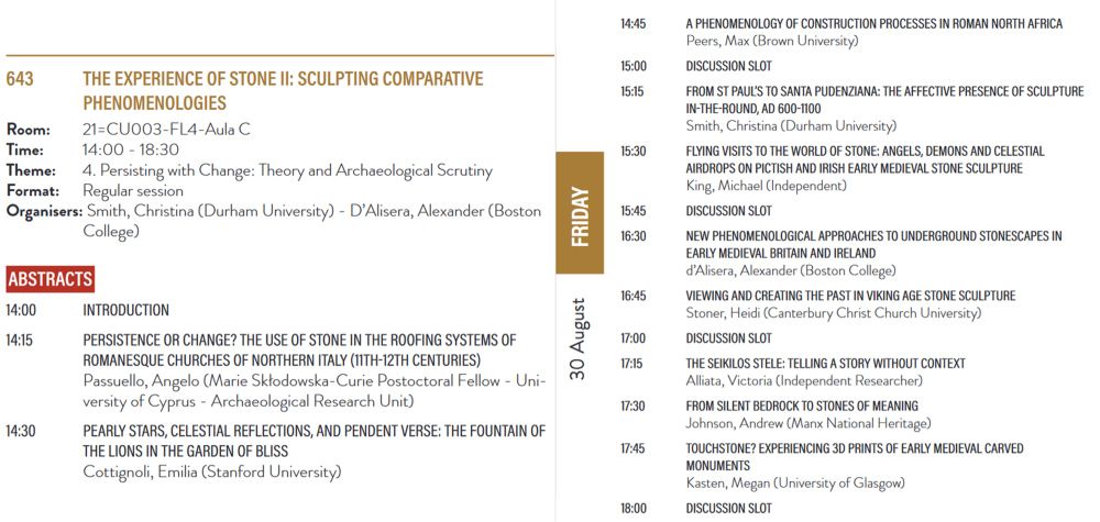 Pictured is the conference program lineup for session 643 at EAA2024 in Rome. The full scientific program may be accessed at: https://www.e-a-a.org/eaa2024