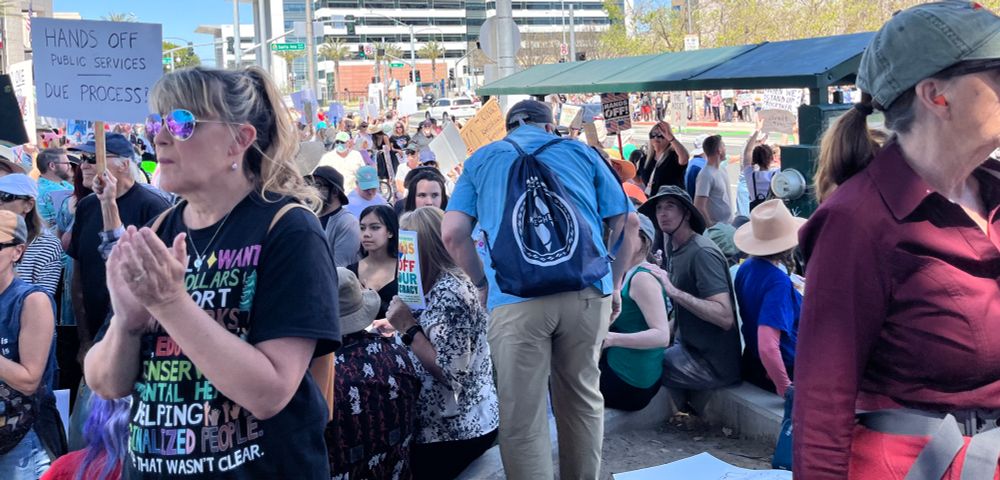 Crowd at a Hands Off protest