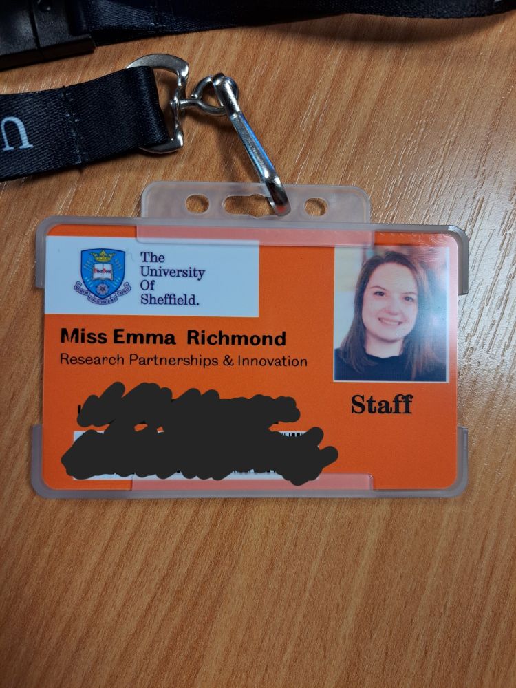 Picture of my University of Sheffield staff card
