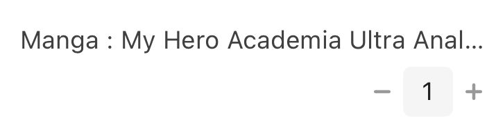 shopping cart shows one item of "Manga : My Hero Academia Ultra Anal..."