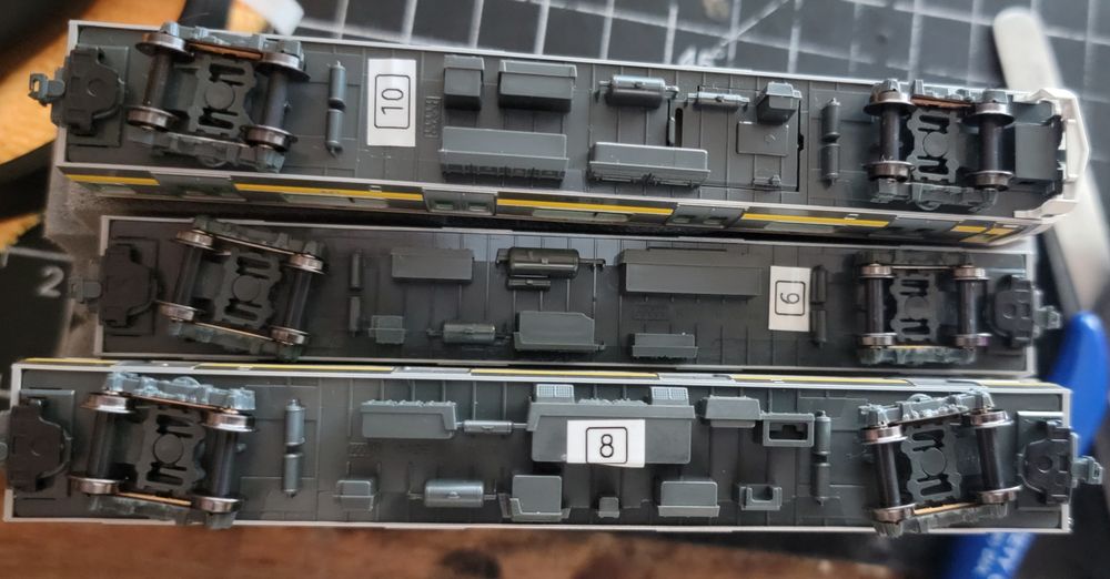 Brother P-Touch labels on Kato passenger cars. 