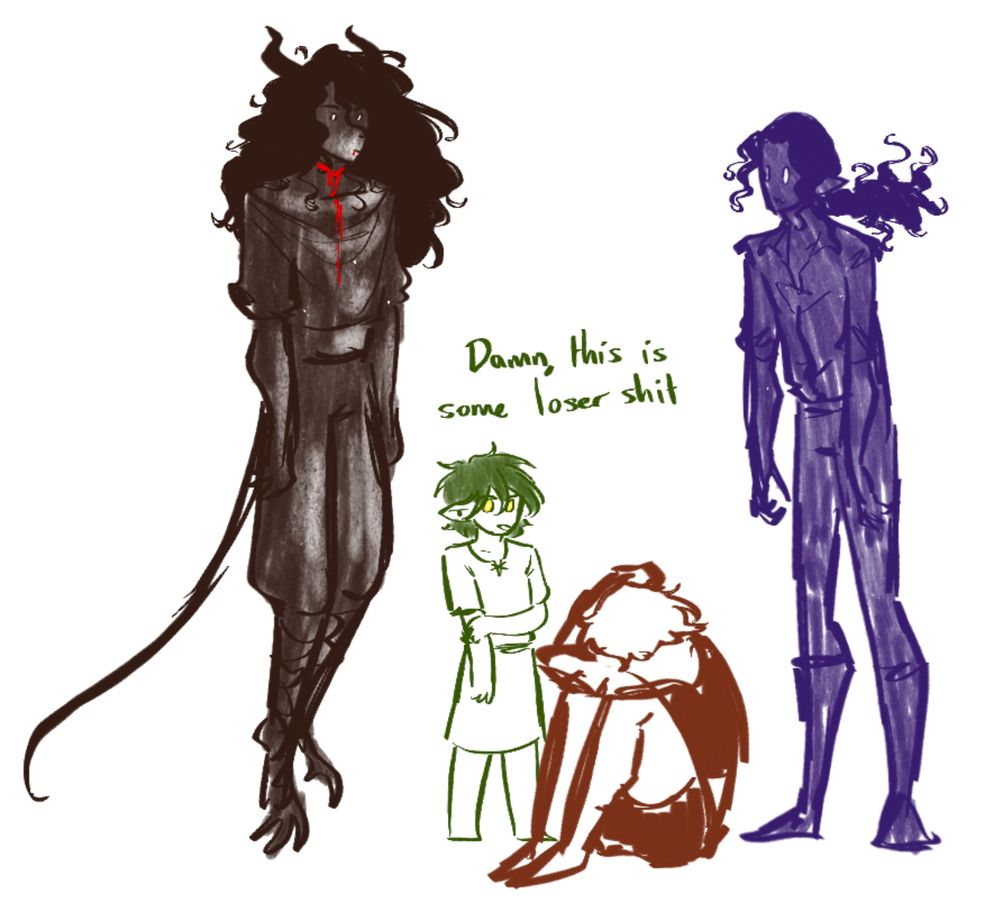 Baby god being haunted by visions of her past but she's the one making the visions, she's doing it to herself and she doesn't know it, be nice she's kinda stupid