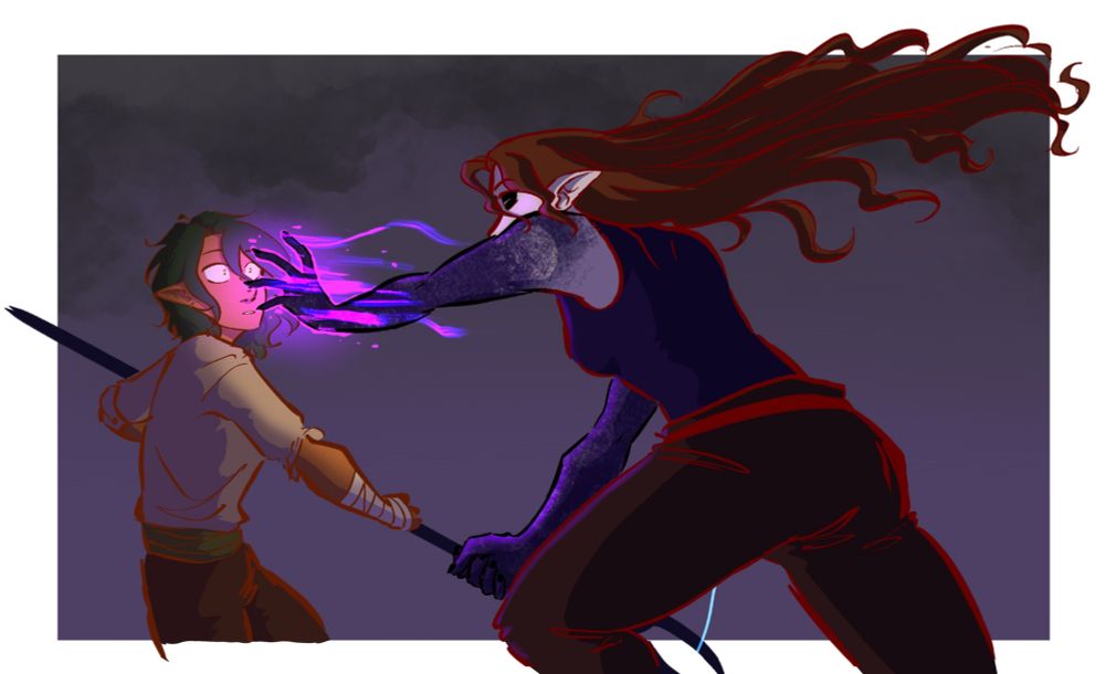 Sick ass art of sorceress woman about to melt Y/A protagonist's face
