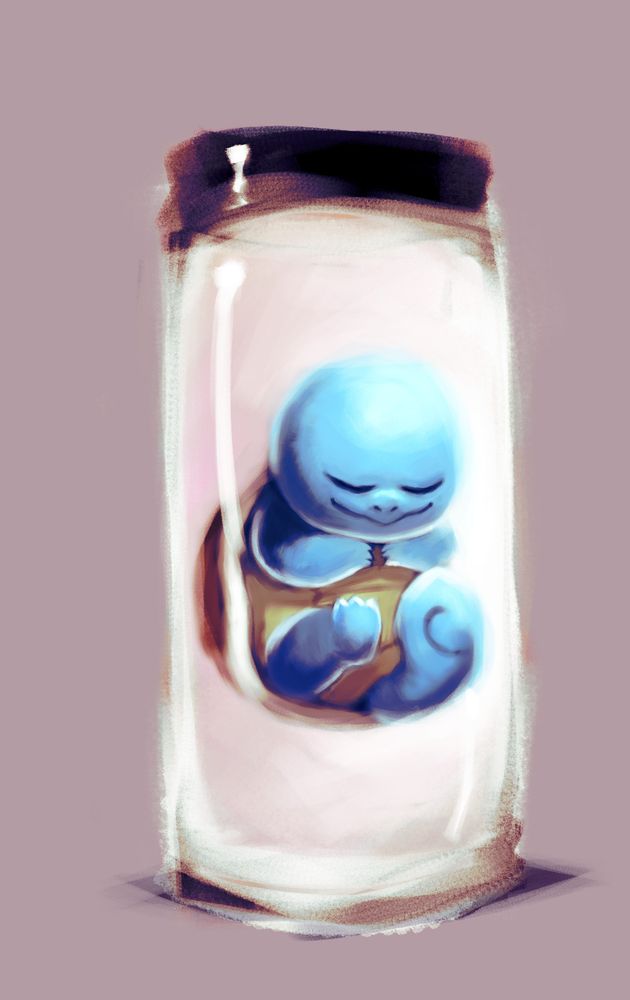 Illustration of a wet specimen of a squirtle