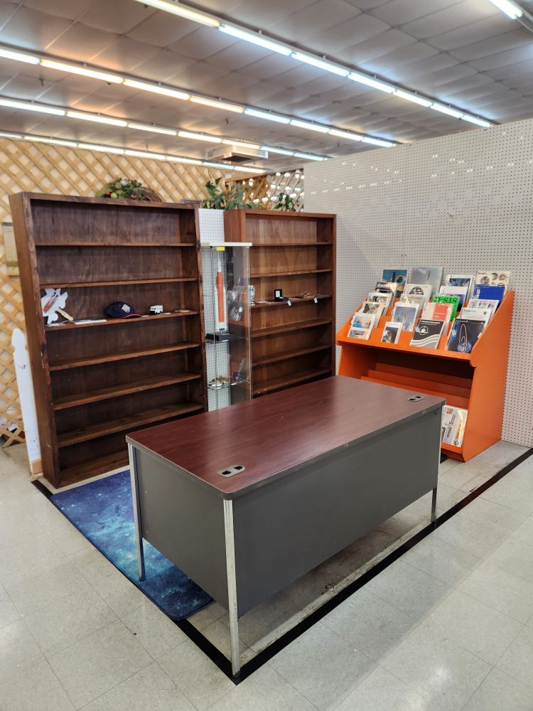 The first round of items have been placed in the new booth. 