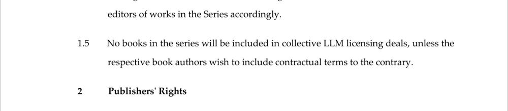No books in the series will be included in collective LLM licensing deals, unless the respective book authors wish to include contractual terms to the contrary.