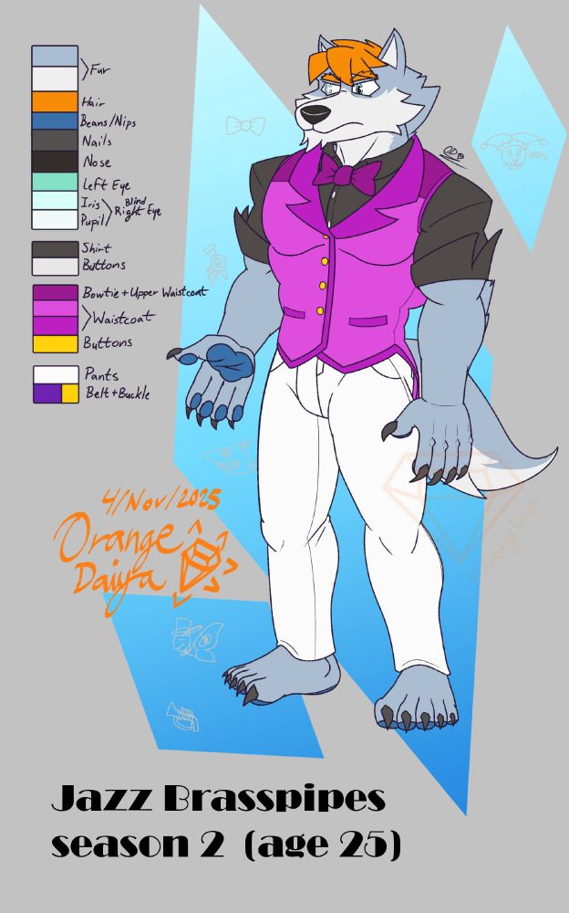 My new look for Jazz Brasspipes, my fursona/oc.