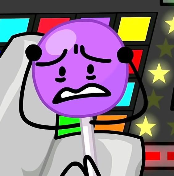 Lollipop from BFB looking stressed (me rn) 