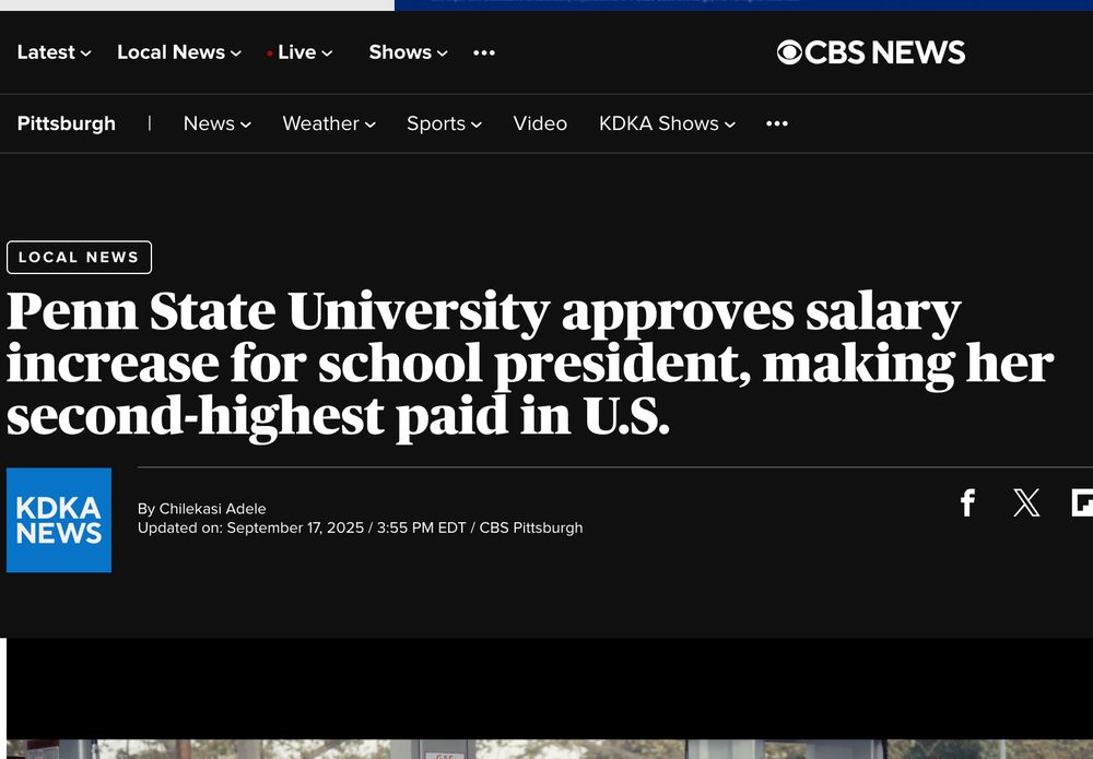 Penn State approves raise for president making her second highest paid in USA (headline)