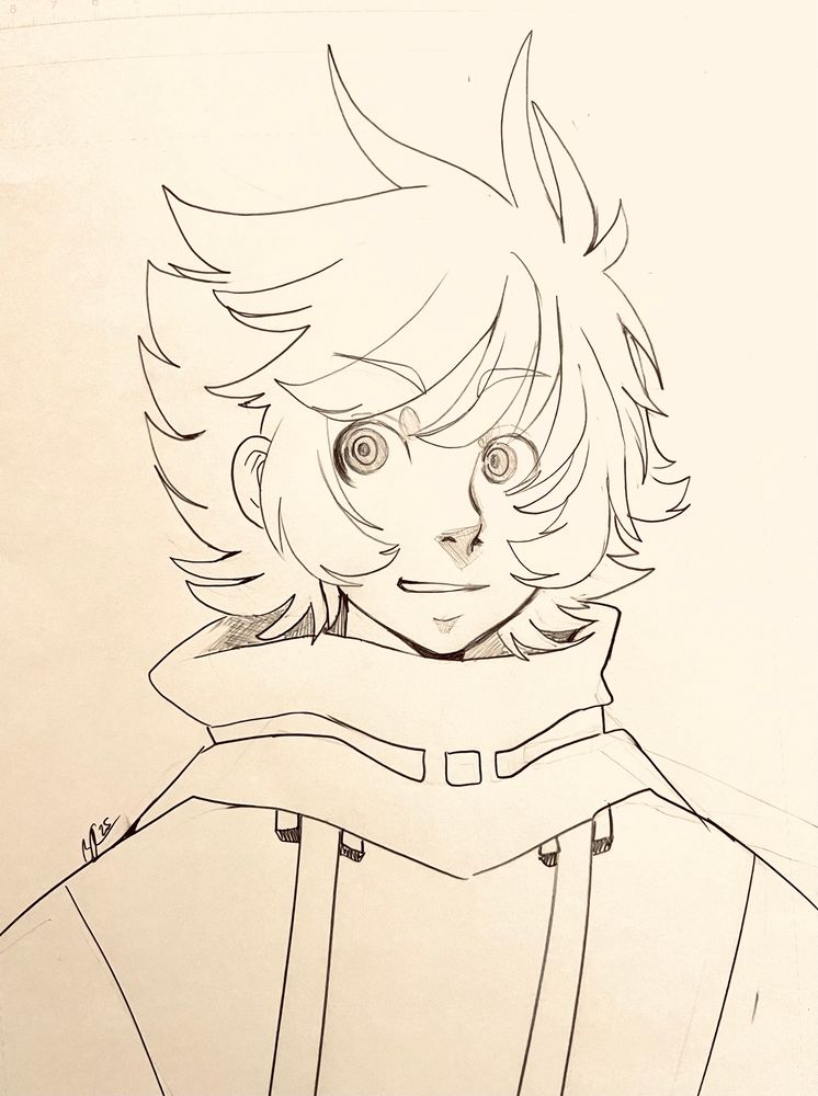 Sketch of Yuuri in a 3/4 view.