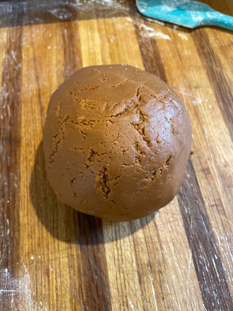 the finished mooncake skin dough in a ball