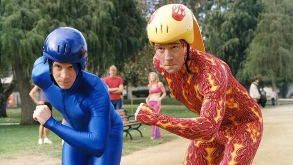Screenshot from Malcolm in the Middle of the speedwalking scene with Bryan Cranston