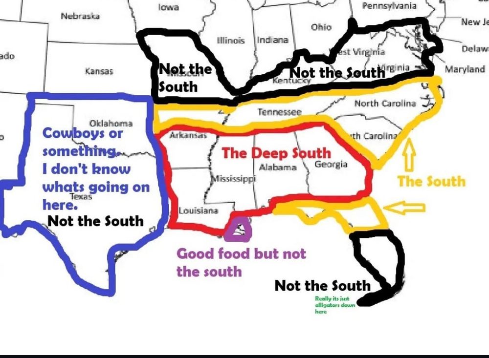 A terrible map that tries to define what the south is in America 
