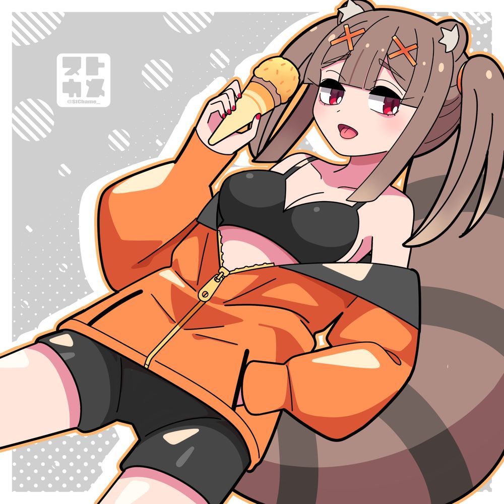 #イラスト #illustration #OC  #一次創作 #創作 #嵯峨鼠色 #狸しっぽ