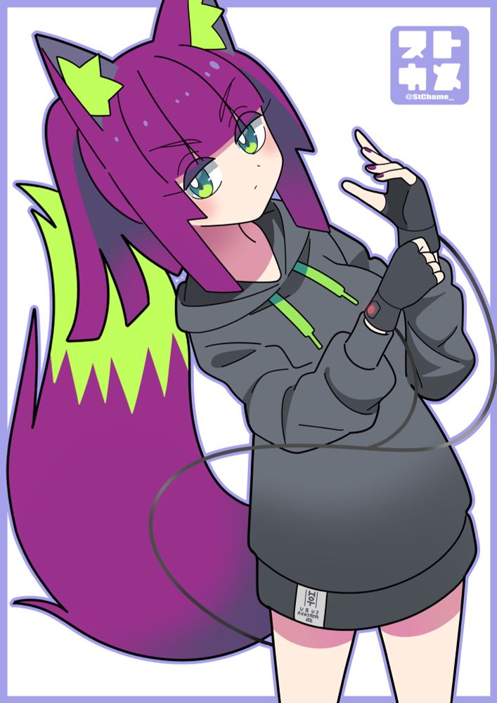 #イラスト #illustration #OC  #一次創作 #創作 #紅桔梗色 #狐耳