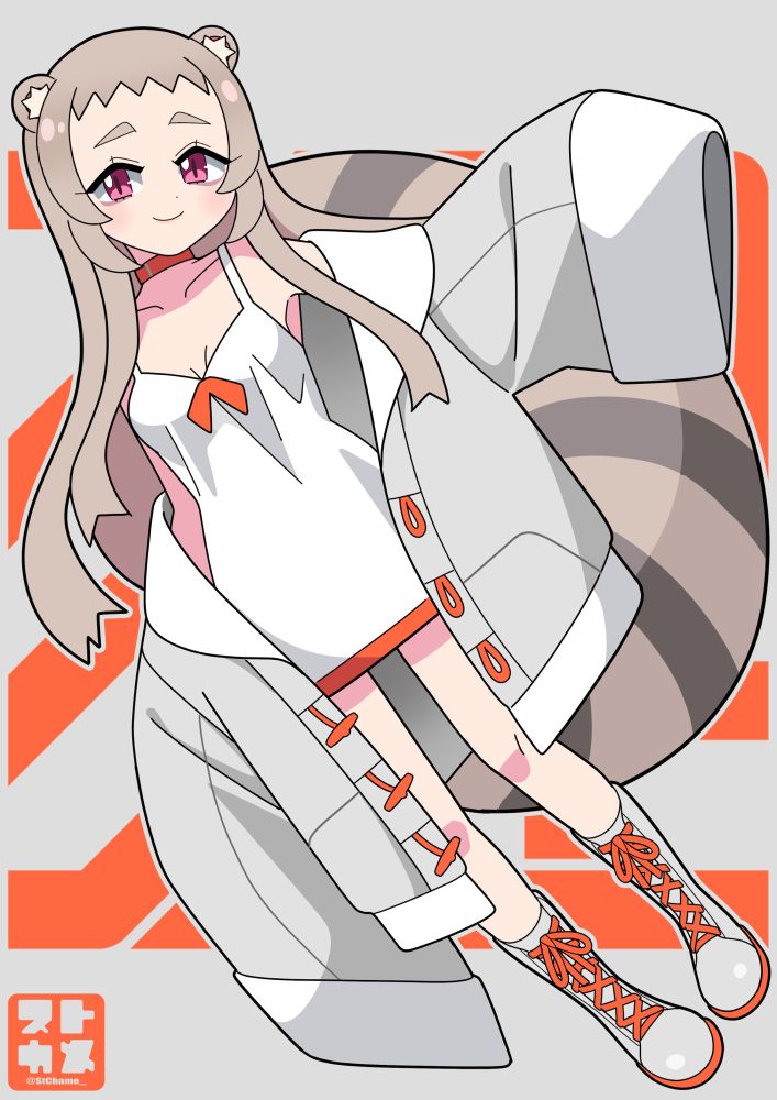 #イラスト #illustration #OC  #一次創作 #創作 #桜鼠色 #狸しっぽ