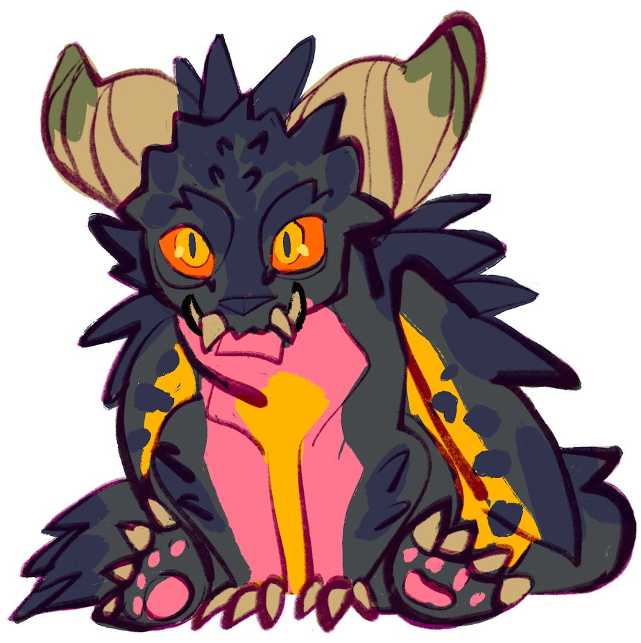 nergigante from monster hunter drawn in a cutesy style