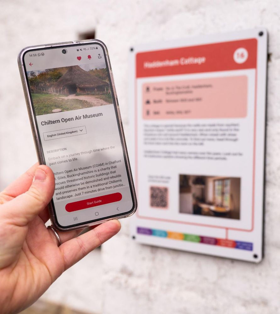 A mobile phone screen showing Chiltern Open Air Museum on the Bloomberg Connects App.