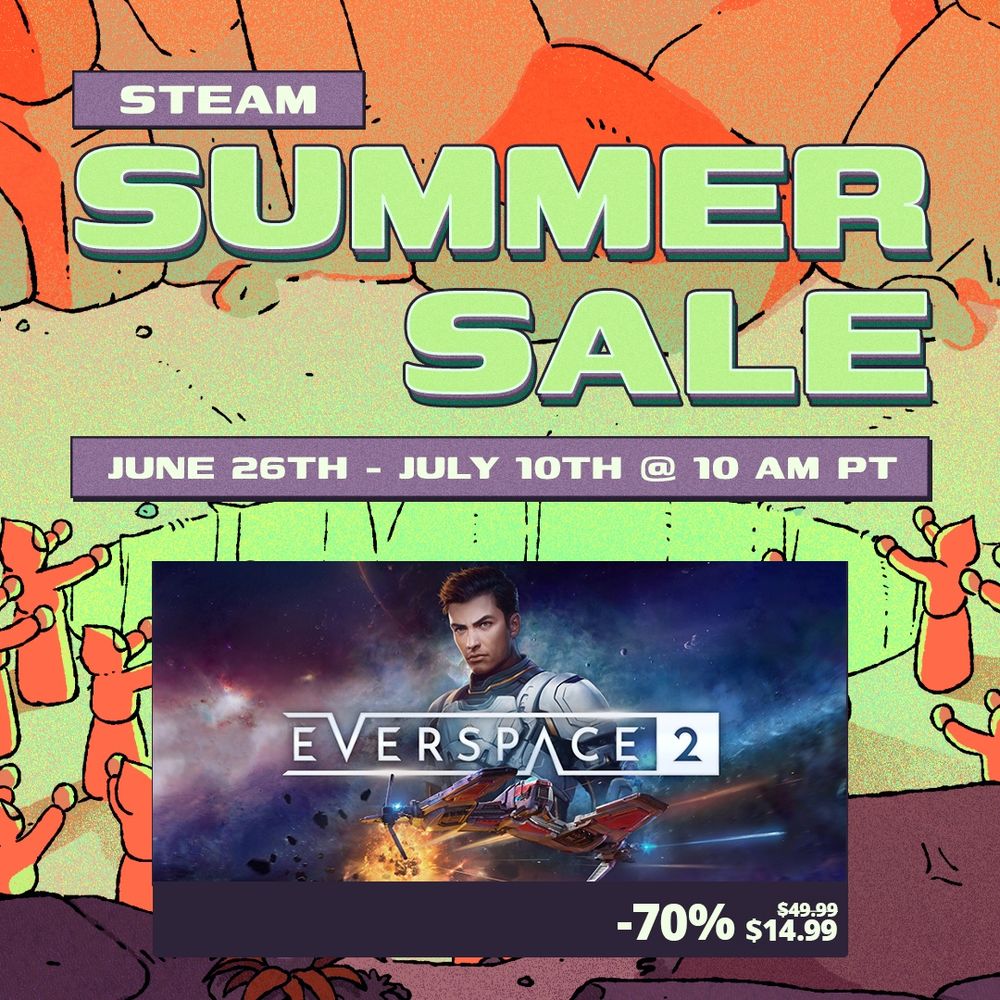Steam summer sale art for Everspace 2. The game is discounted by 70% to $14.99 USD.