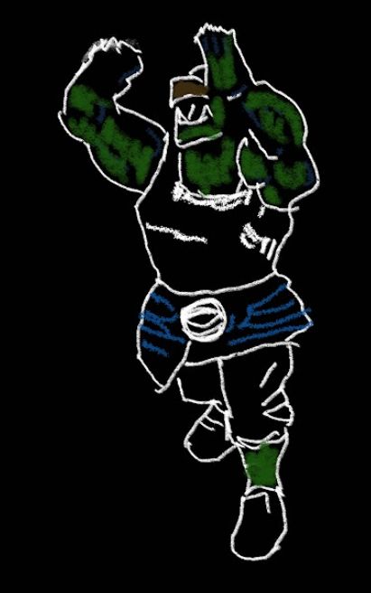 a outline sketch traced from the picture of one of my VolleBrawl minis