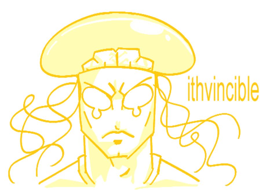 Invincible from Invincible from an alternative universe in which he is a yellow jellyfish. In this universe, he is titled “ithvincible”, akin to my online persona. This is apart of the memetic trend of which other people drew their “Invincible War OCs” referencing Season 3, Episode 7 of Invincible, albeit a bit late to the party.

No, he’s not crying.