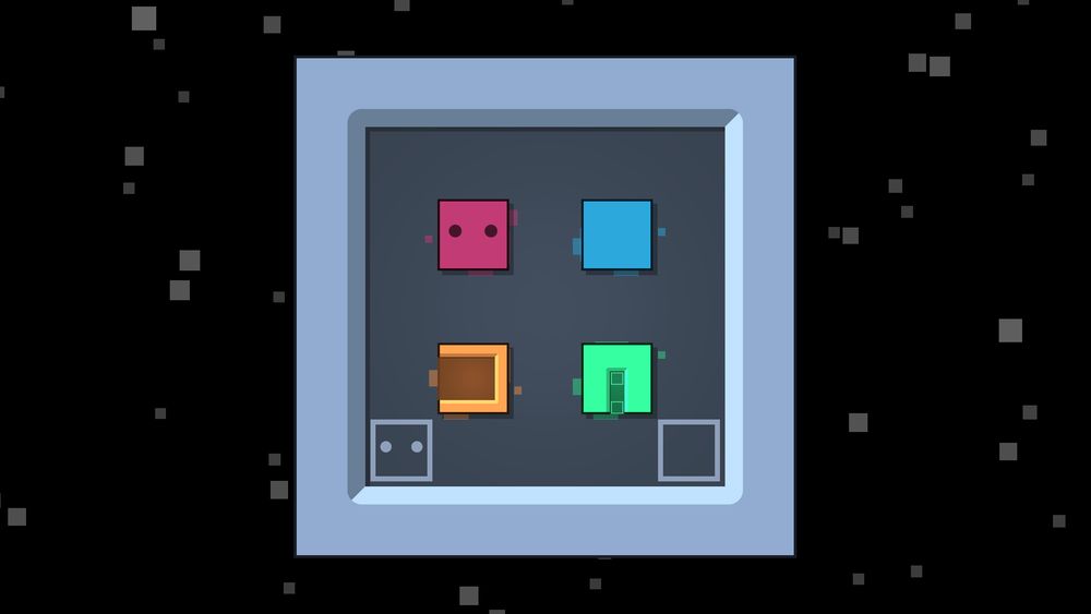 Patrick's Parabox screenshot, showing a level floating in the void with a few boxes in it.