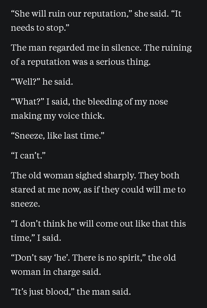 White text excerpt on black background from the short story "The House of Solace and Comfort" by Noémi Kiss-Deáki.